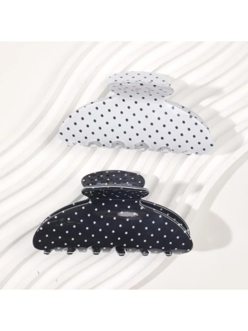 2 Pack Polka Dot Hair Claw Clips - Strong Hold, No Slip, Perfect for Thick or